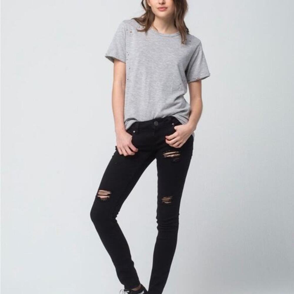 RSQ Ibiza Womens Skinny Jeans Black Distressed